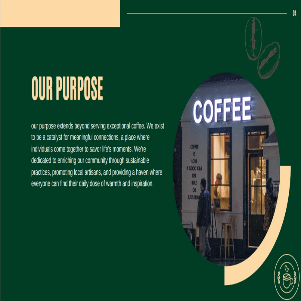 Coffee Shop Pitch Deck template-Purpose of the Company