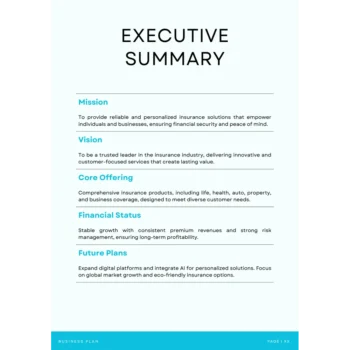 Insurance Agency Business Plan Template - Executive Summary