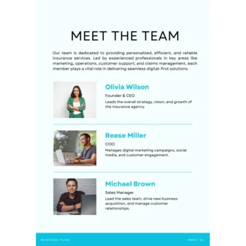 Insurance Agency Business Plan Template - Meet The Team