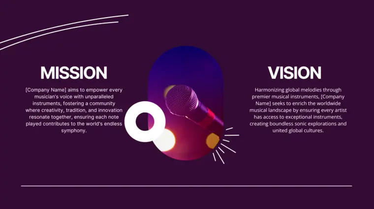Music Instruments pitch deck Template - Mission & Vision
