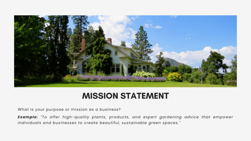Nursery Garden Pitch Deck Template - Mission Statement