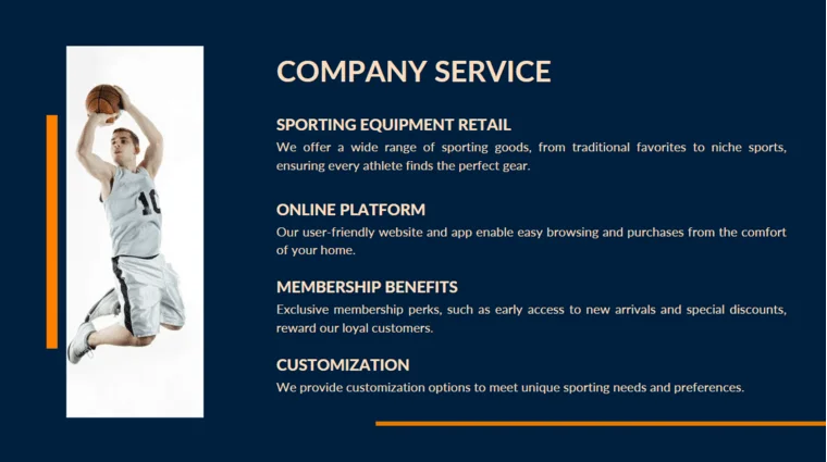 Sporting Goods Pitch Deck - Company service