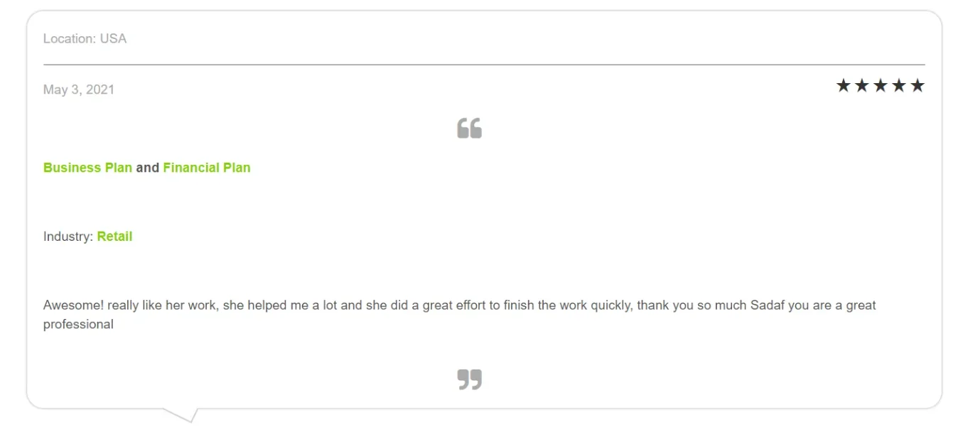 Sporting goods pitch deck - Testimonial
