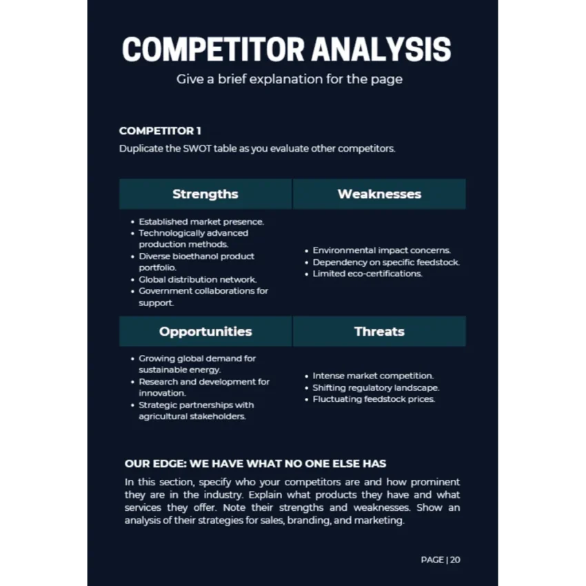 Agricultural Bioethanol Business Plan - Competitive Analysis