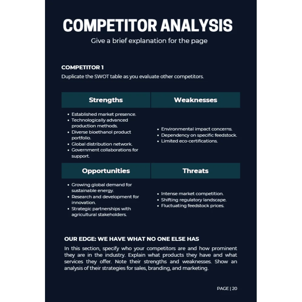 Agricultural Bioethanol Business Plan - Competitive Analysis