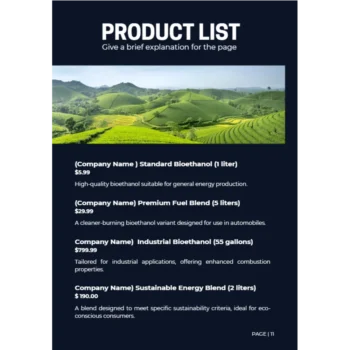 Agricultural Bioethanol Business Plan - Product List