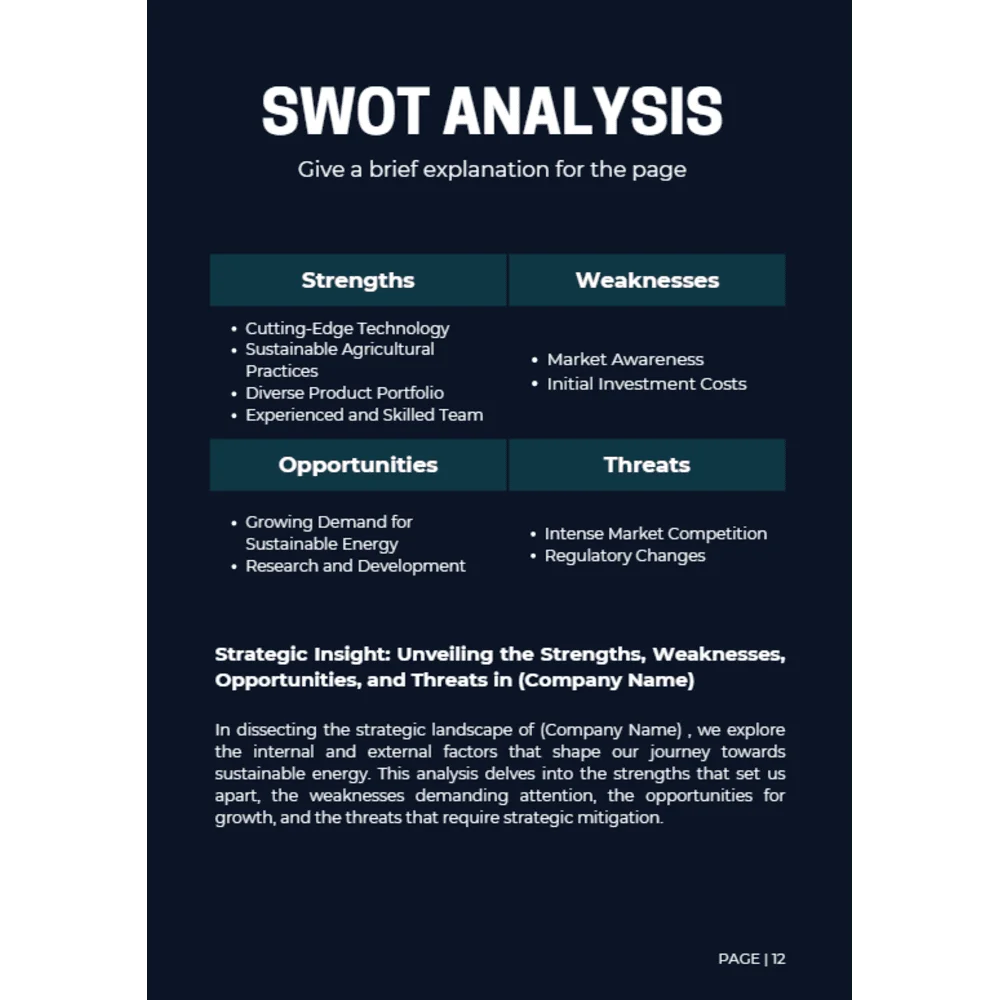 Agricultural Bioethanol Business Plan - SWOT Analysis