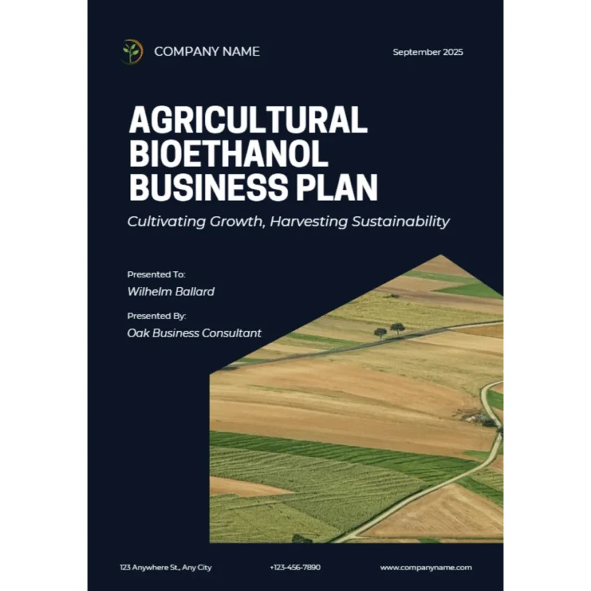 Agricultural Bioethanol Business Plan - Title Page