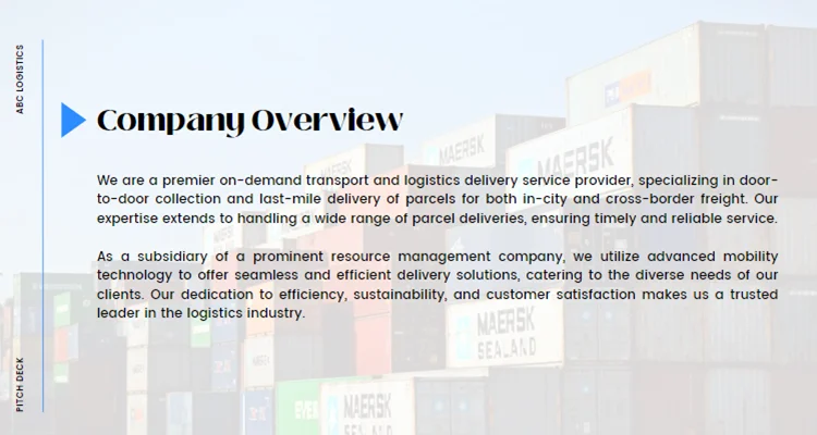 Parcel Courier and Logistics Pitch Deck - Company Summary