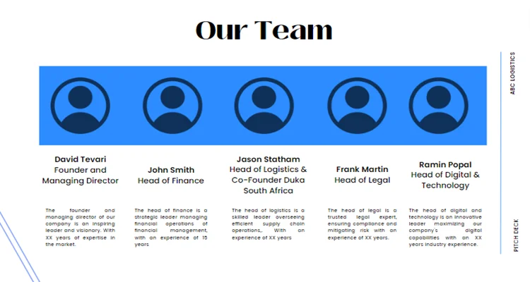 Parcel Courier and Logistics Pitch Deck - Our Team