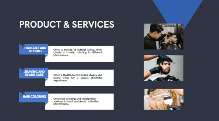 Barber Shop Pitch Deck-Product and Services