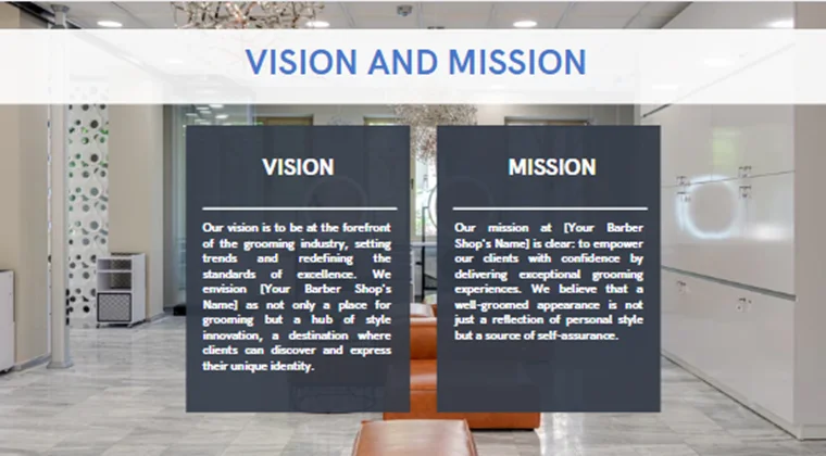 Barber Shop Pitch Deck-Vision and Mission