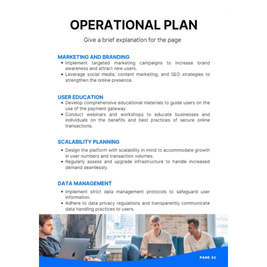Online Payment Gateway Business Plan - Operational Plan