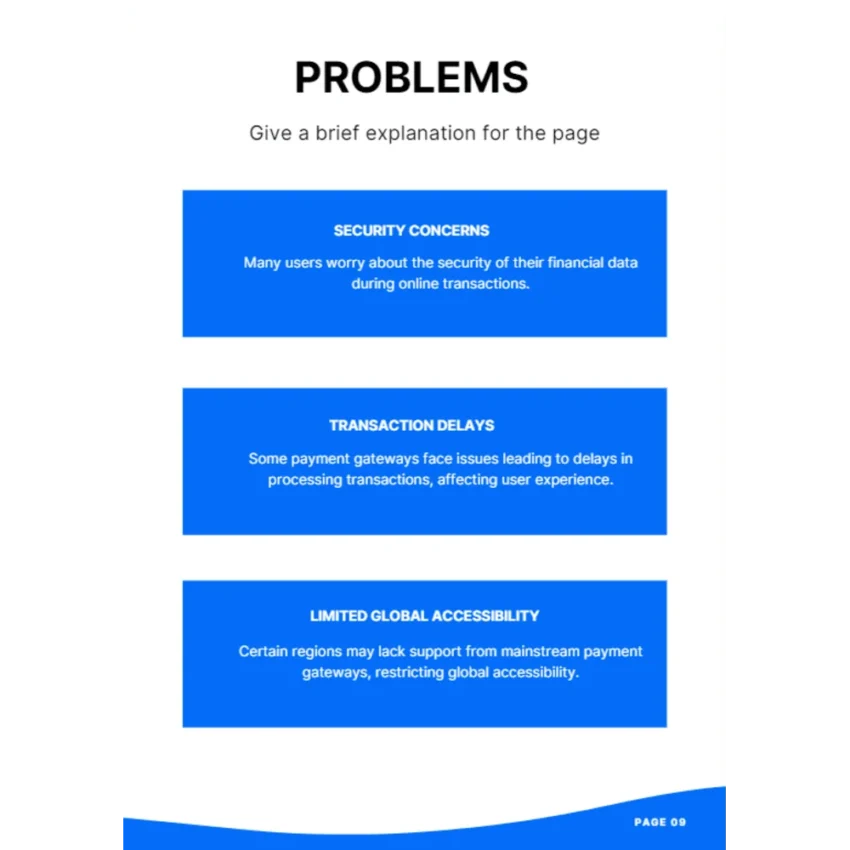 Online Payment Gateway Business Plan - Problems