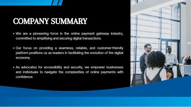 Online Payment Gateway Pitch Deck - Company Summary