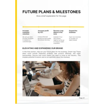 Venture Capital Business Plan - Future Plans and Milestones