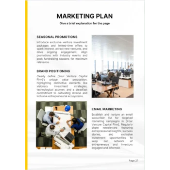 Venture Capital Business Plan - Marketing Plan