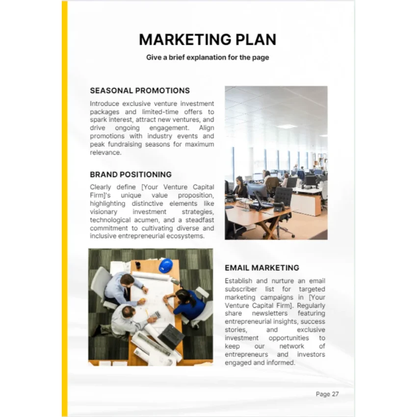 Venture Capital Business Plan - Marketing Plan