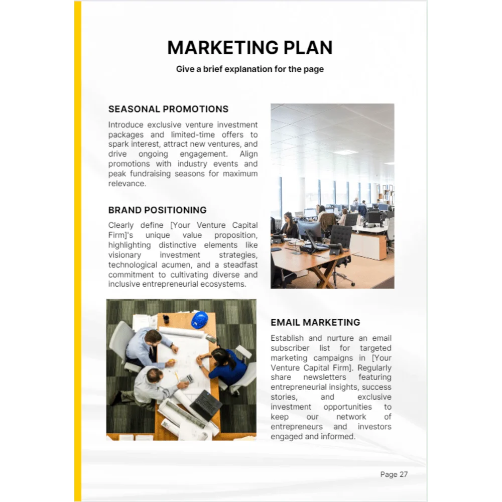 Venture Capital Business Plan - Marketing Plan