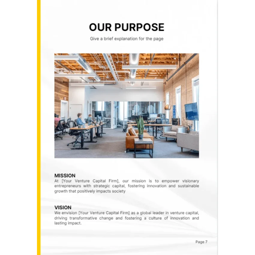 Venture Capital Business Plan - Our Purpose