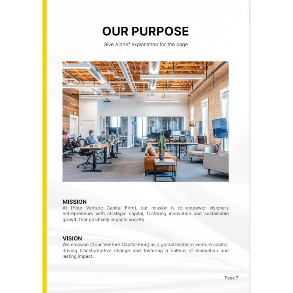 Venture Capital Business Plan - Our Purpose