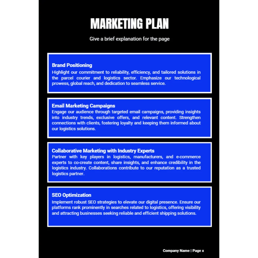 Parcel Courier and Logistic Business Plan - Marketing Plan