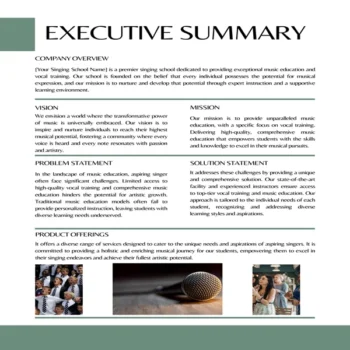 Singing School Business Plan-Executive Summary