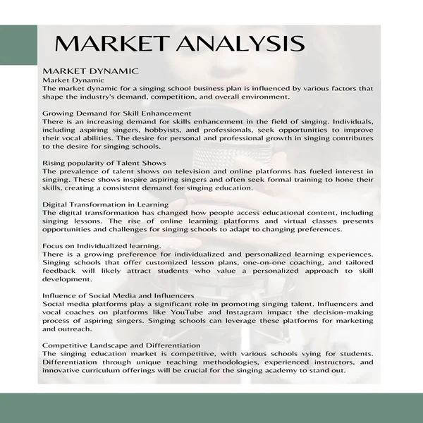 Singing School Business Plan-Market Dynamics