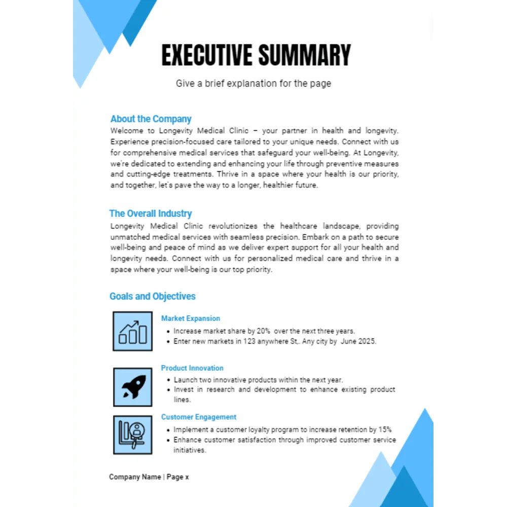 Longevity Medical Clinic Business Plan - Executive Summary