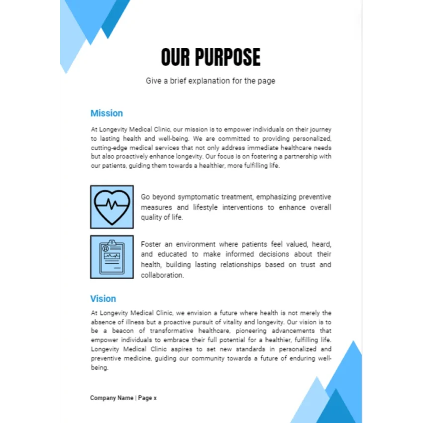 Longevity Medical Clinic Business Plan - Our Purpose