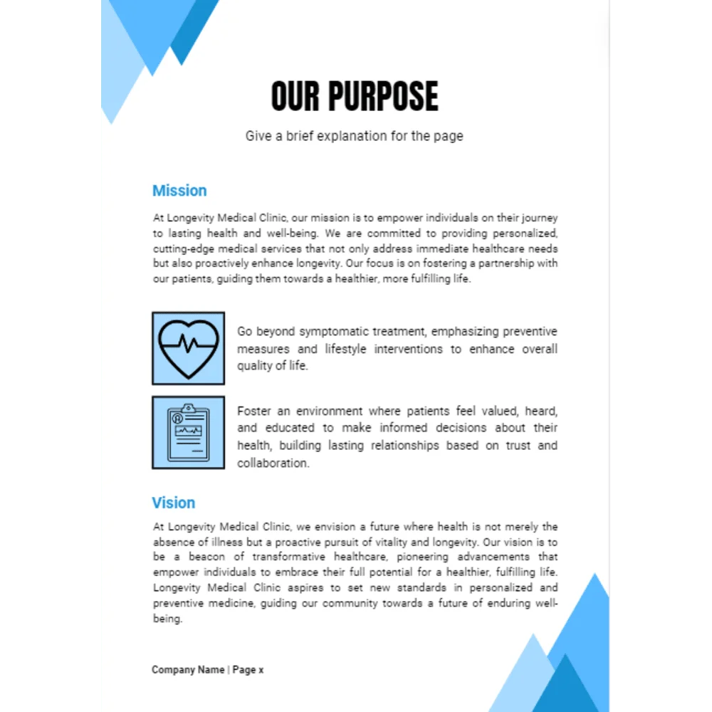 Longevity Medical Clinic Business Plan - Our Purpose