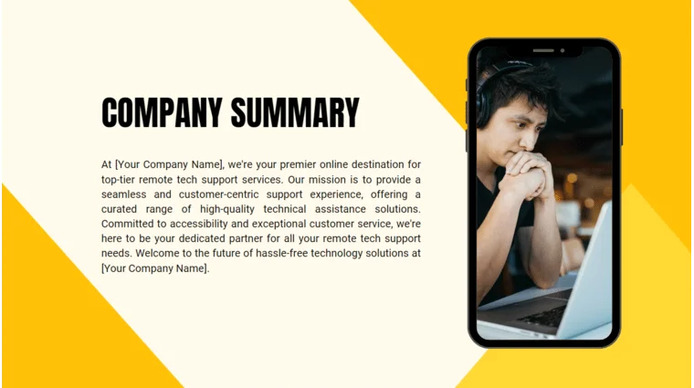 Remote Tech Support Pitch Deck - Company Summary