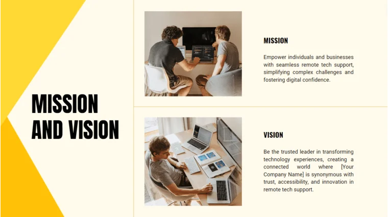 Remote Tech Support Pitch Deck - Mission and Vision