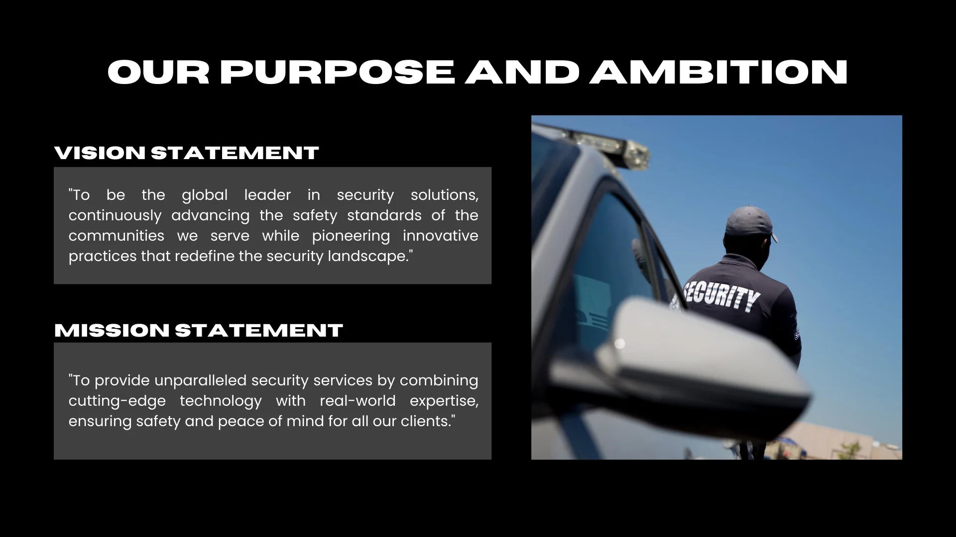 Security Business Pitch Deck - Mission Vision