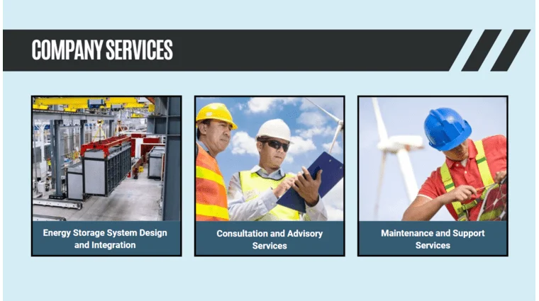 Energy Storage Pitch Deck Template - Company Services