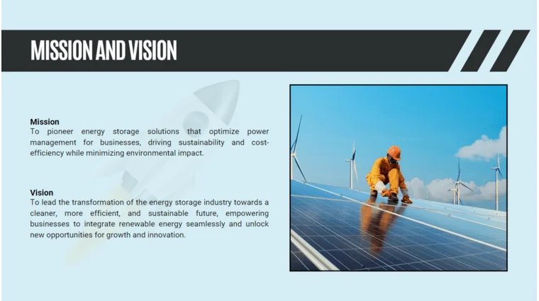 Energy Storage Pitch Deck Template - Mission and Vision