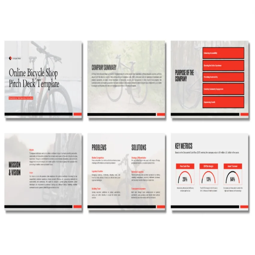 Online Bicycle Shop Pitch Deck Template - Vision - FI