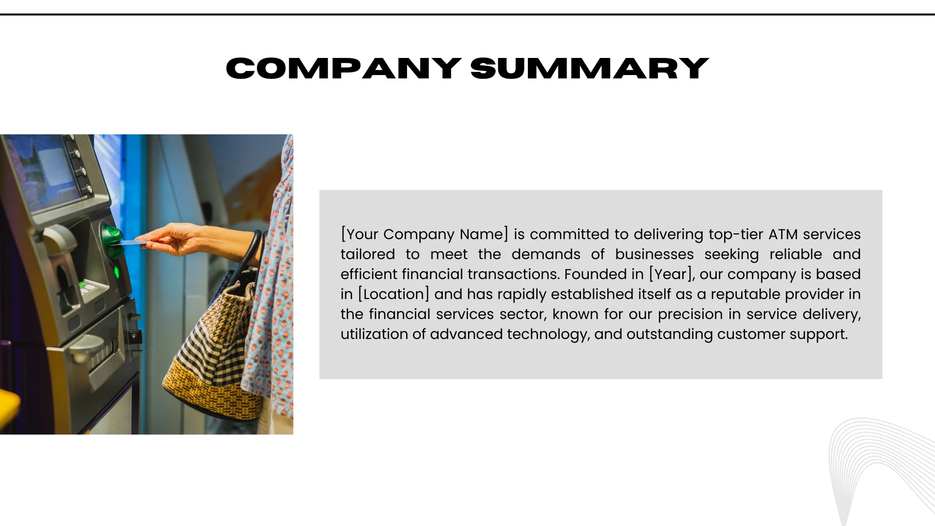 atm machine pitch deck - company summary