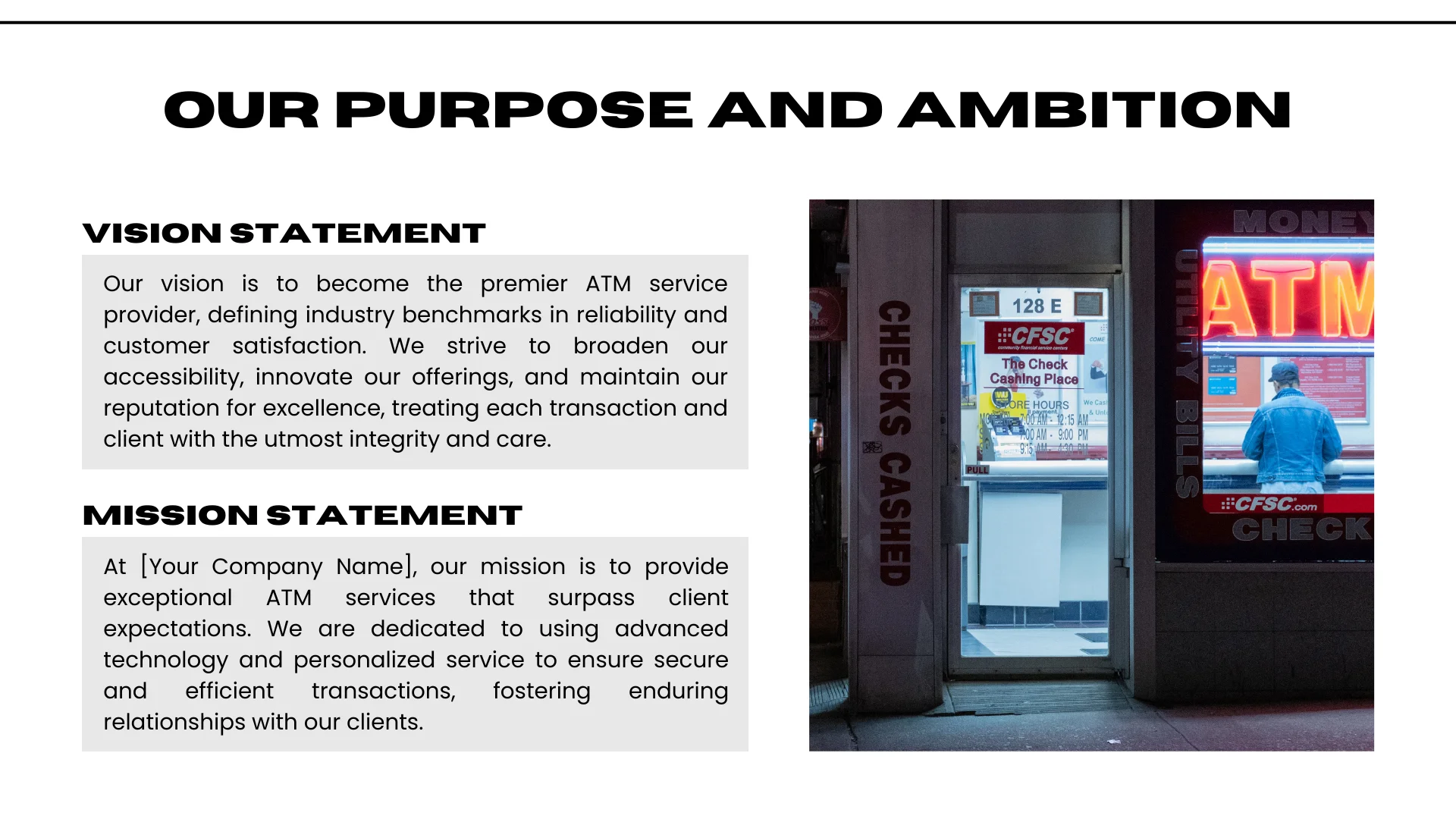 atm machine pitch deck - mission - vision