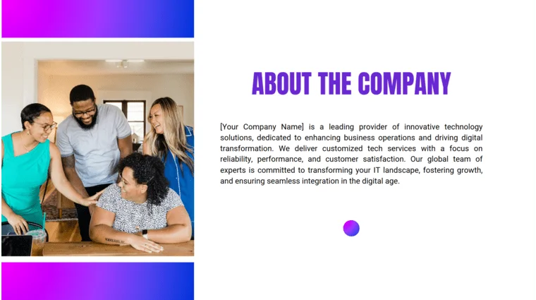 Tech Business Pitch Deck Template - About our Compan