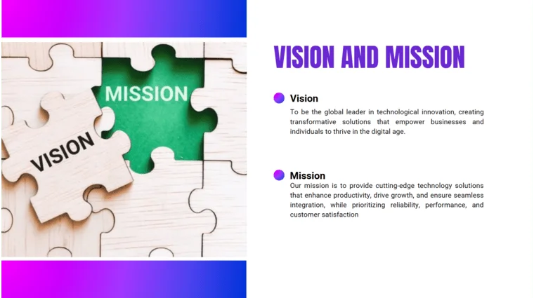 Tech Business Pitch Deck Template - Mission and Vision