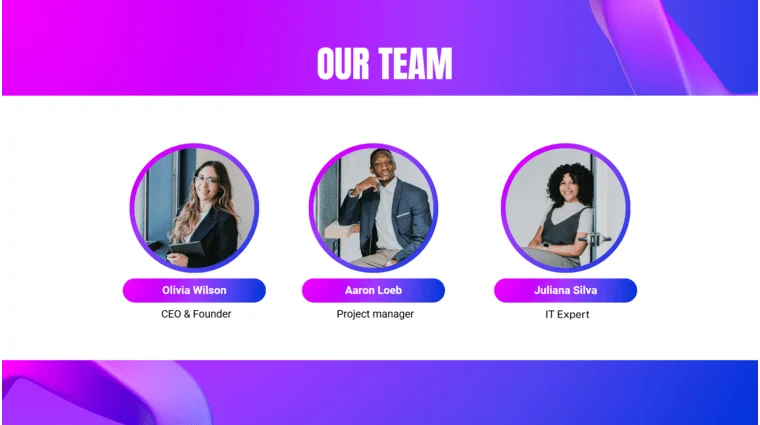 Tech Business Pitch Deck Template - Our Team.