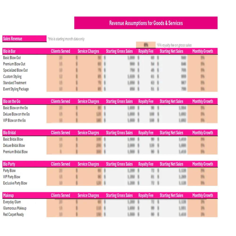 Blo Blow Dry Bar Franchise - Assumptions