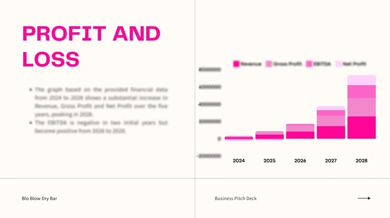 Blo Blow Dry Bar Pitch Deck - Profit and Loss