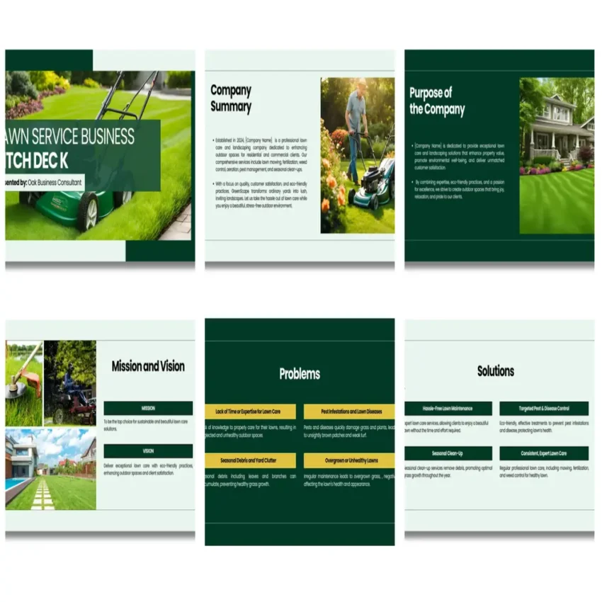 Lawn Service Business Pitch deck template - Mission and Vision - FI