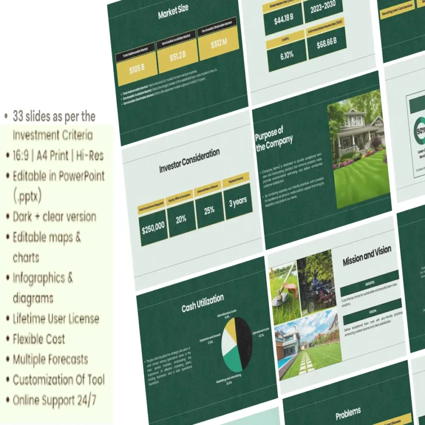 Lawn Service Business Pitch deck template - company purpose - FI