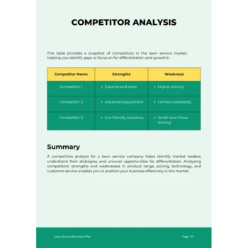 Lawn Service Business Plan Template - Competitor Analysis