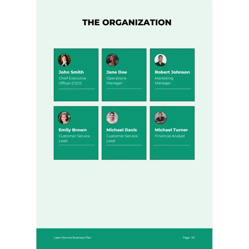 Lawn Service Business Plan Template - The Organization